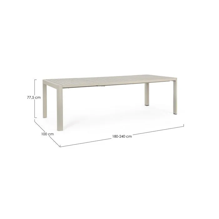 Tavolo allungabile da giardino in alluminio 180-240x100 cm - Kiplin