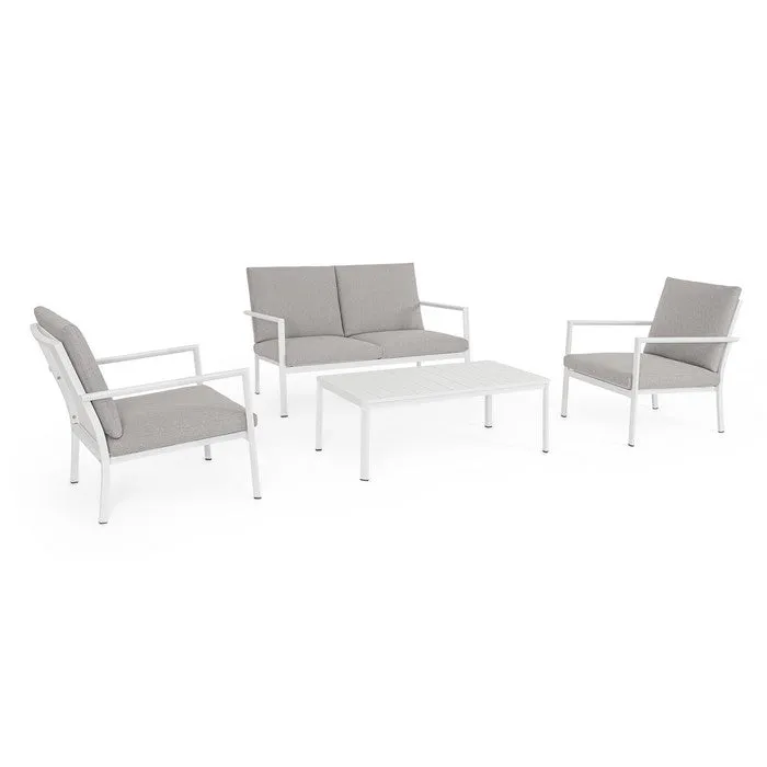 Set da giardino con divano, tavolino e 2 poltone in alluminio - Konnor