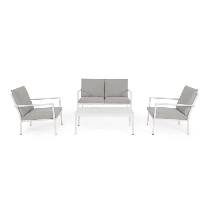 Set da giardino con divano, tavolino e 2 poltone in alluminio - Konnor