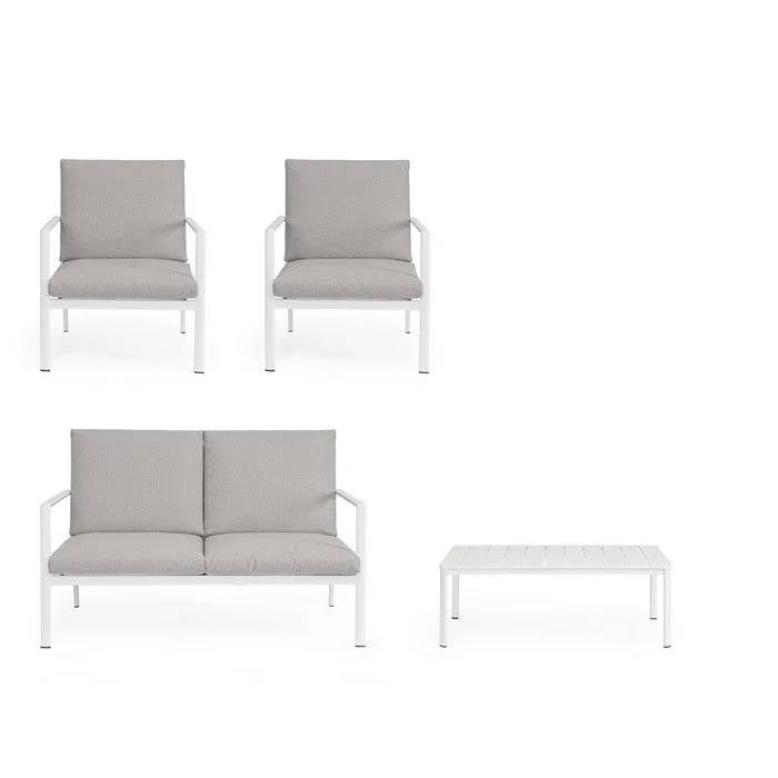 Set da giardino con divano, tavolino e 2 poltone in alluminio - Konnor