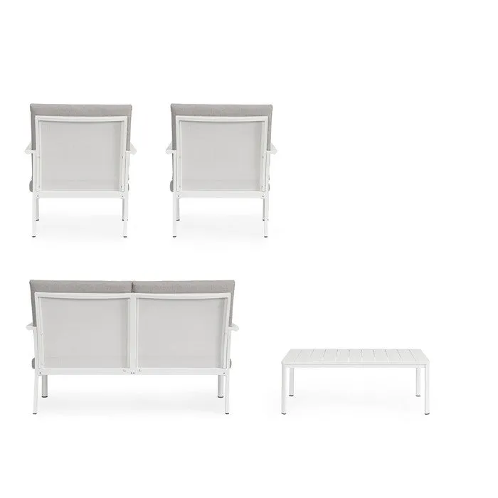 Set da giardino con divano, tavolino e 2 poltone in alluminio - Konnor