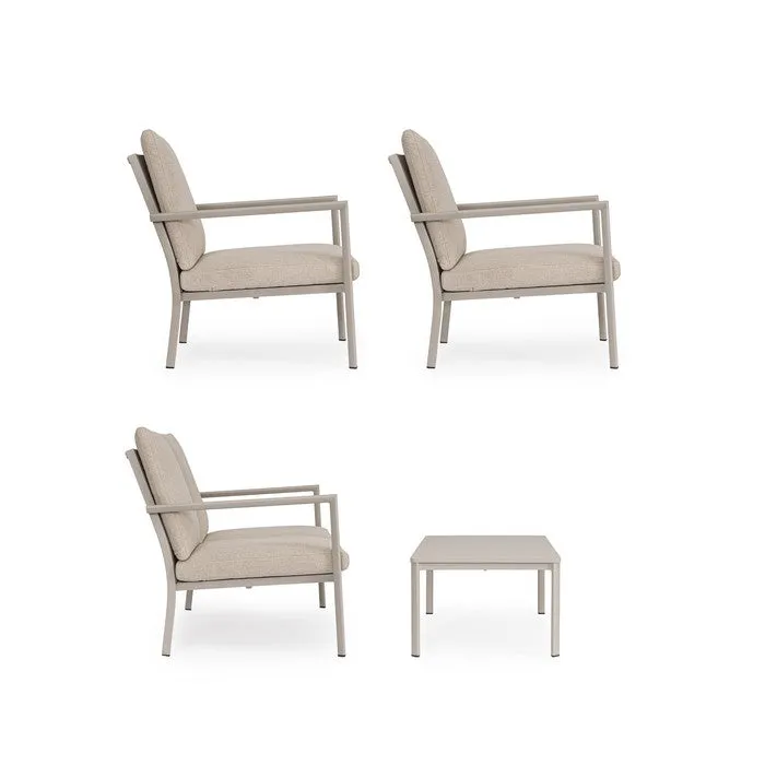 Set da giardino con divano, tavolino e 2 poltone in alluminio - Konnor