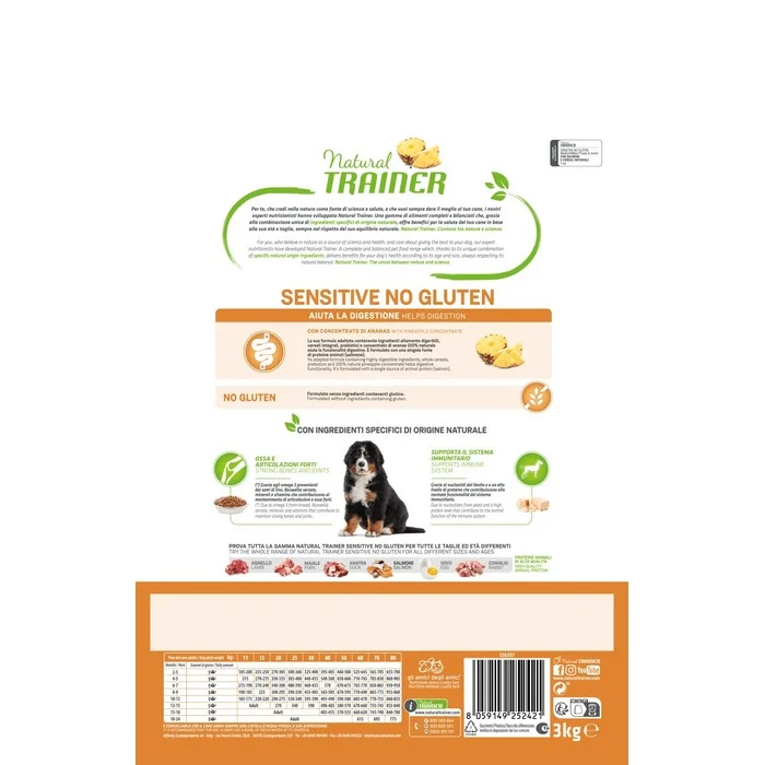 Natural Trainer Sensitive No Gluten Medium Maxi Puppy Junior con Salmone