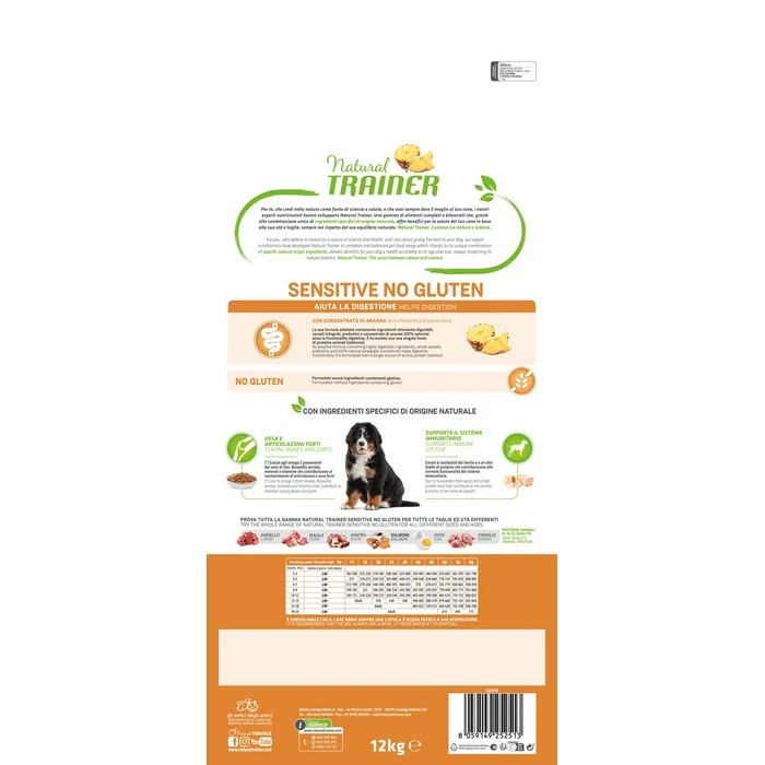Natural Trainer Sensitive No Gluten Medium Maxi Puppy Junior con Salmone