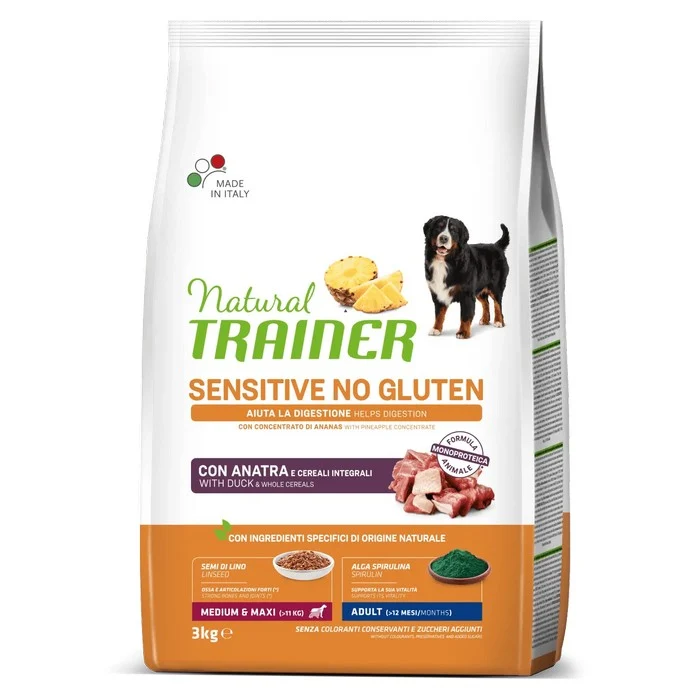 Natural Trainer Sensitive No Gluten Medium Maxi Adult con Anatra
