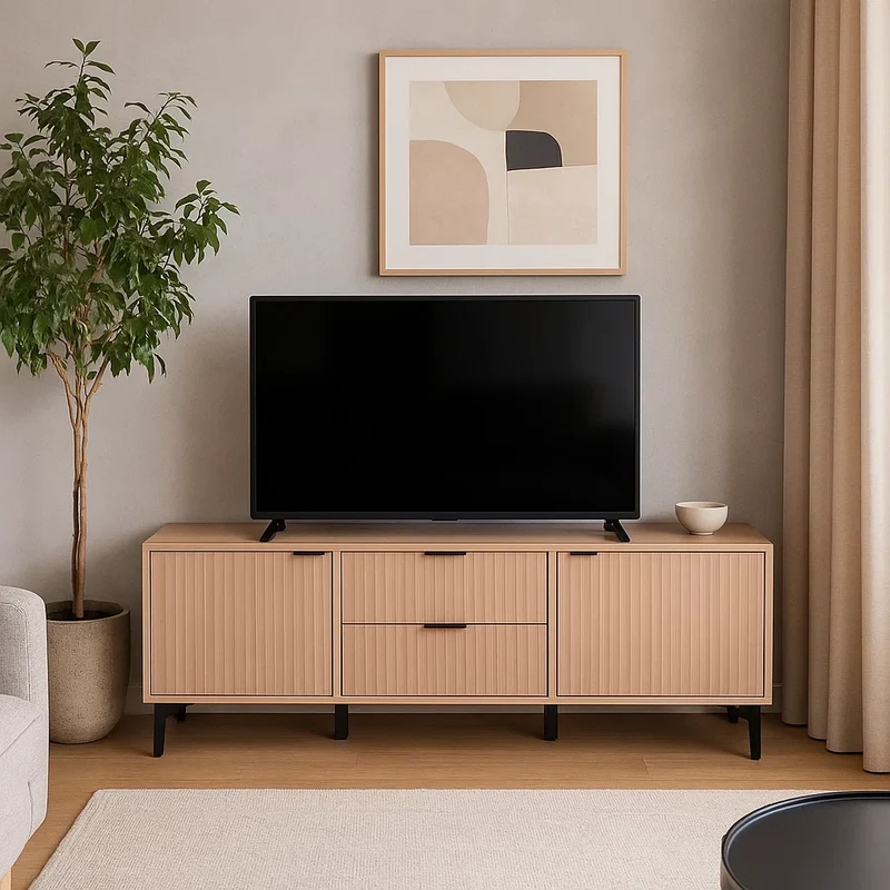 Mobile porta TV moderno con ante e cassetti in melamina legno - Lignum