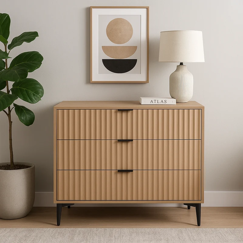 Cassettiera moderna con 3 cassetti in melamina legno - Lignum