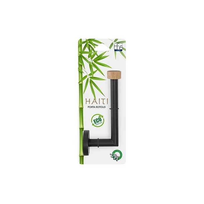 Porta rotolo da parete in acciaio e bamboo - Haiti