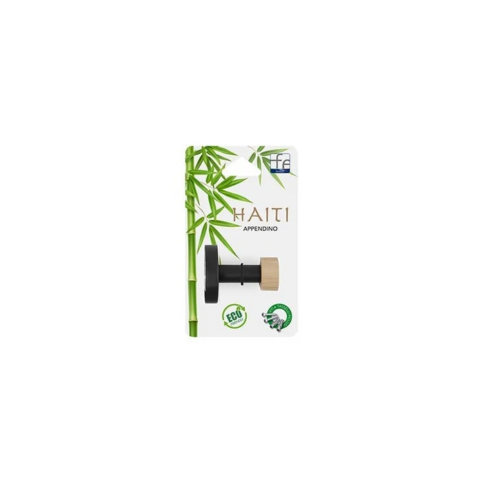 Appendino da parete 1 gancio in acciaio e bamboo - Haiti