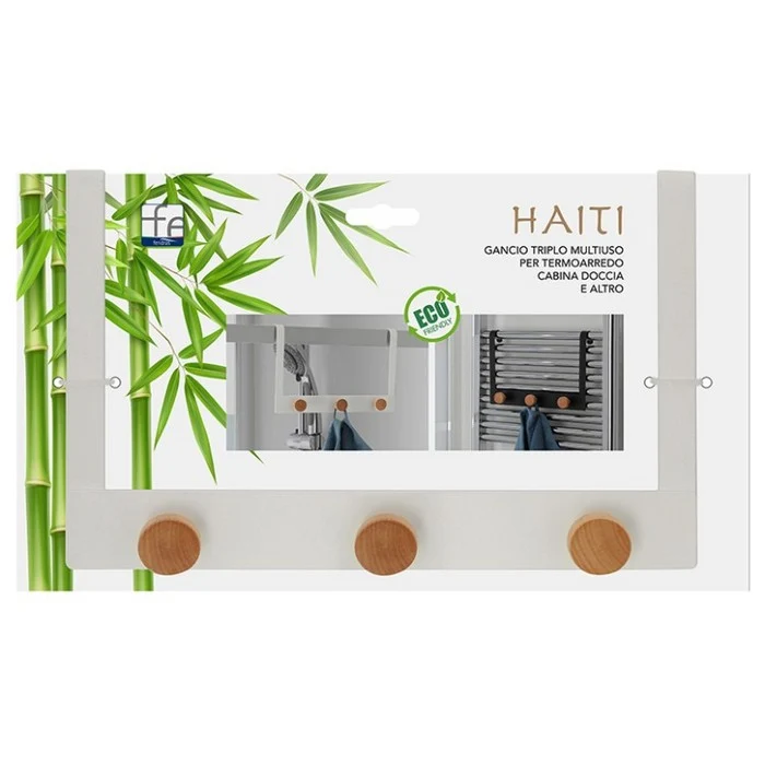 Gancio triplo attaccapanni in metallo e bamboo - Haiti