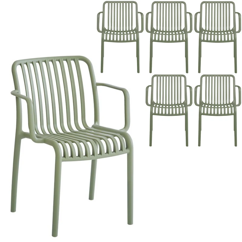 Set 6 poltrone da giardino con doghe impilabili in polipropilene anti-uv - Gardenia
