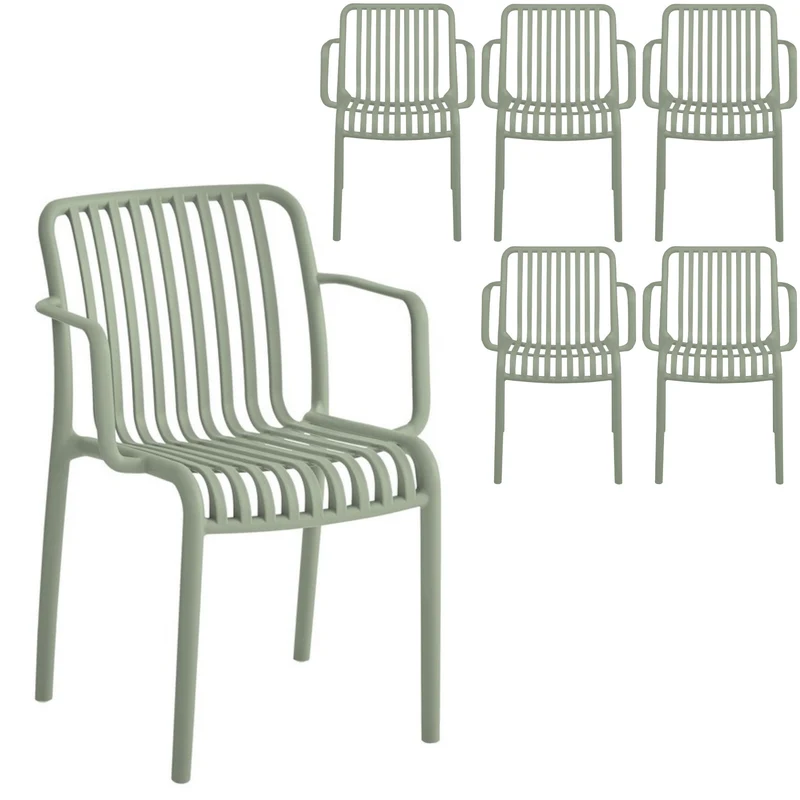 Set 6 poltrone da giardino con doghe impilabili in polipropilene anti-uv - Gardenia