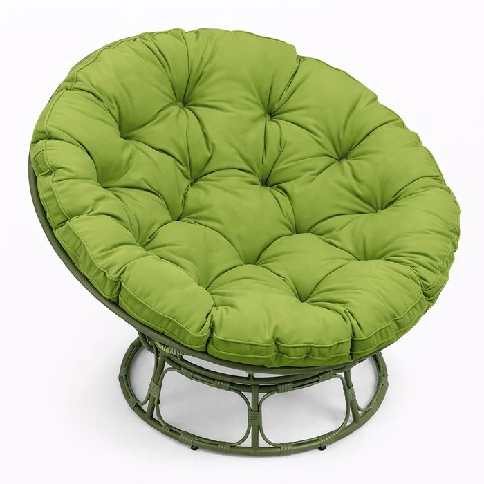 Poltrona relax rotonda da giardino con cuscino in metallo e vimini - Moon