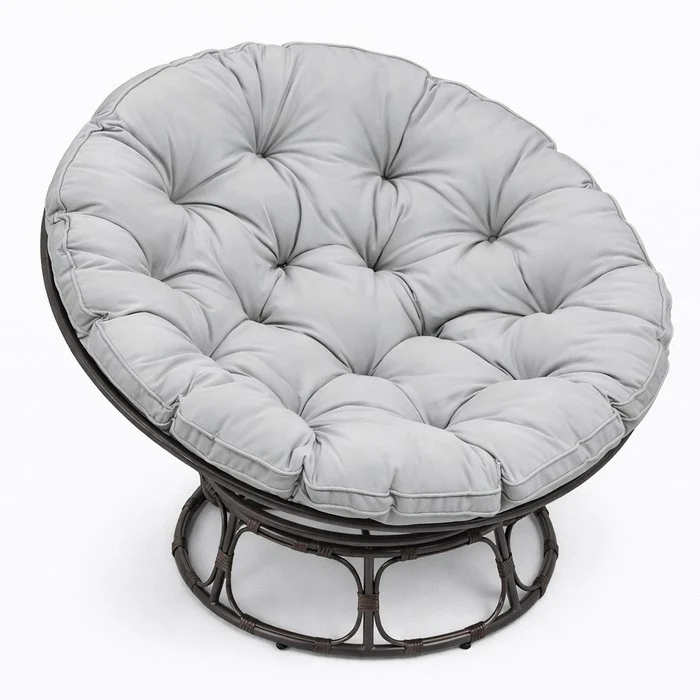 Poltrona relax rotonda da giardino con cuscino in metallo e vimini - Moon