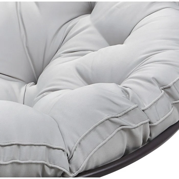 Poltrona relax rotonda da giardino con cuscino in metallo e vimini - Moon