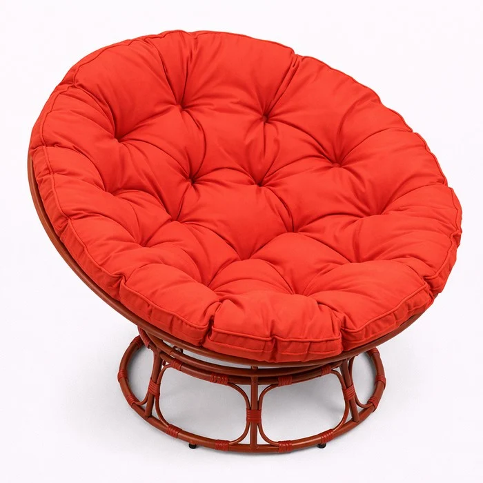 Poltrona relax rotonda da giardino con cuscino in metallo e vimini - Moon
