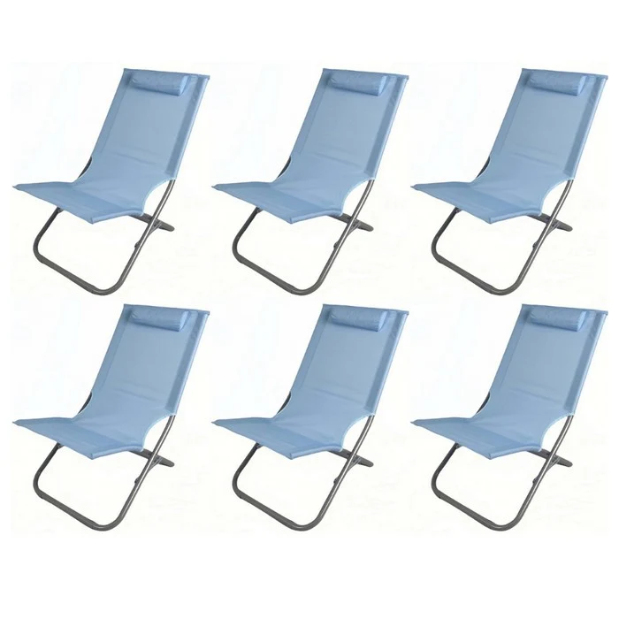 Set 6 sedie sdraio pieghevoli da spiaggia con poggiatesta