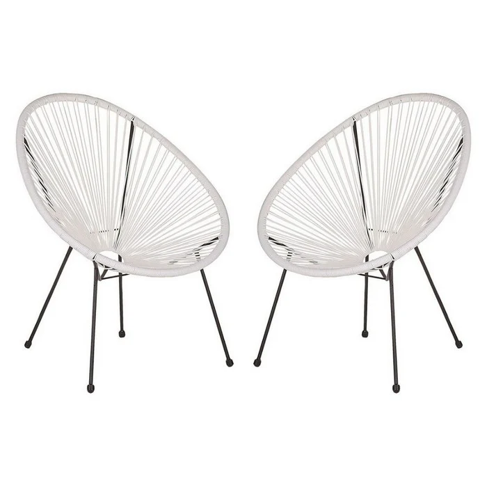 Set 2 poltrone relax tonde da giardino effetto rattan - Spaghetti