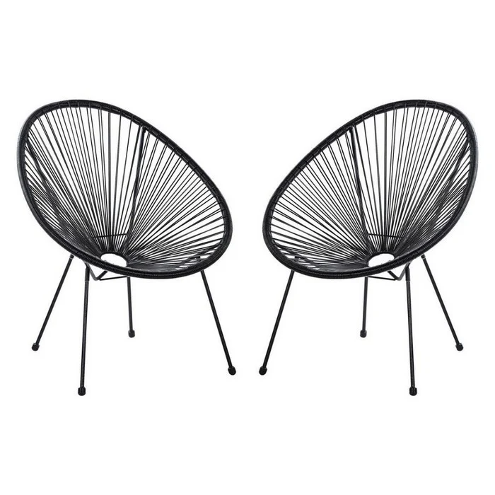 Set 2 poltrone relax tonde da giardino effetto rattan - Spaghetti