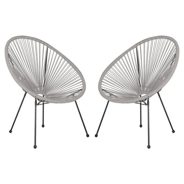 Set 2 poltrone relax tonde da giardino effetto rattan - Spaghetti