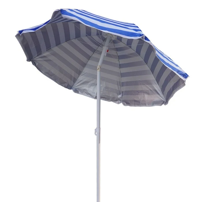 Ombrellone da spiaggia a righe bianche e blu 175 cm