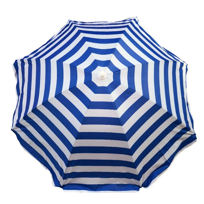 Ombrellone da spiaggia a righe bianche e blu 175 cm
