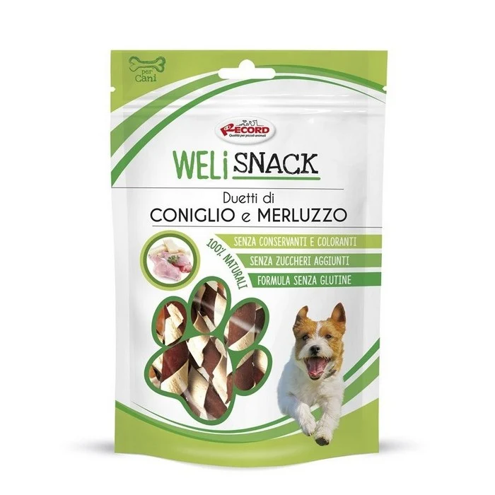 Duetti di coniglio e merluzzo per cani 75 g - Weli snack