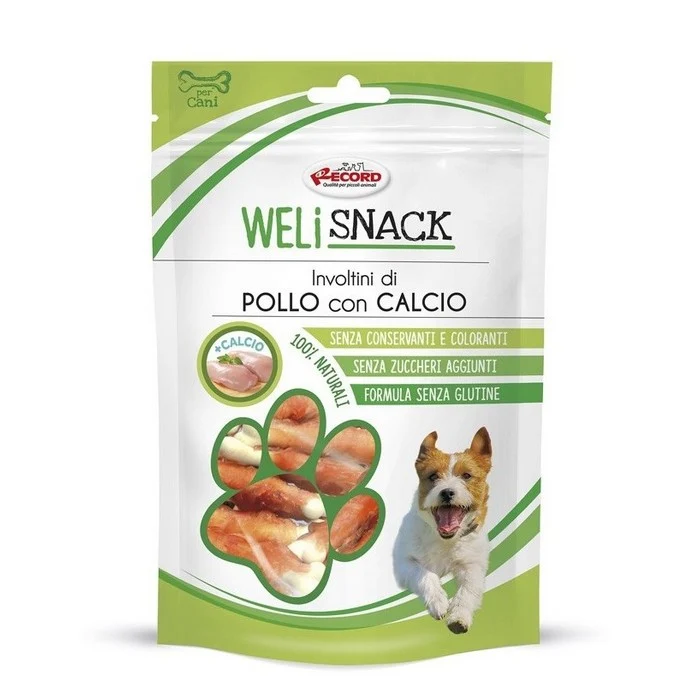 Involtini di pollo con calcio per cani 75 g - Weli snack