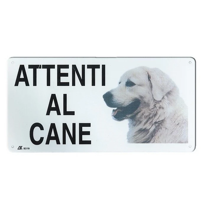 Targa in metallo attenti al cane 20x10 cm