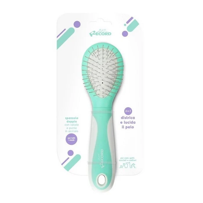 Spazzola doppia con setole e punte in acciaio al carbonio per animali - Hairmony
