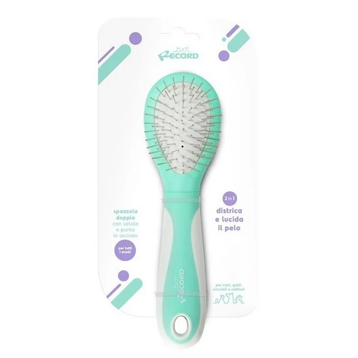 Spazzola doppia con setole e punte in acciaio al carbonio per animali - Hairmony