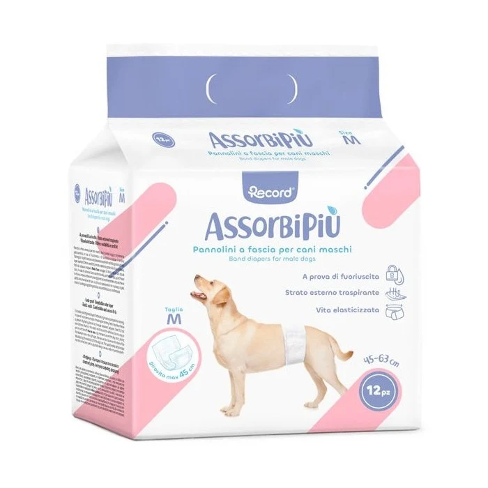 Pannolini assorbenti a fascia per cani maschi 12 pezzi - Assorbipiù