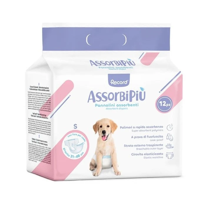 Pannolini assorbenti per cani con fascia elastica 12 pezzi - Assorbipiù