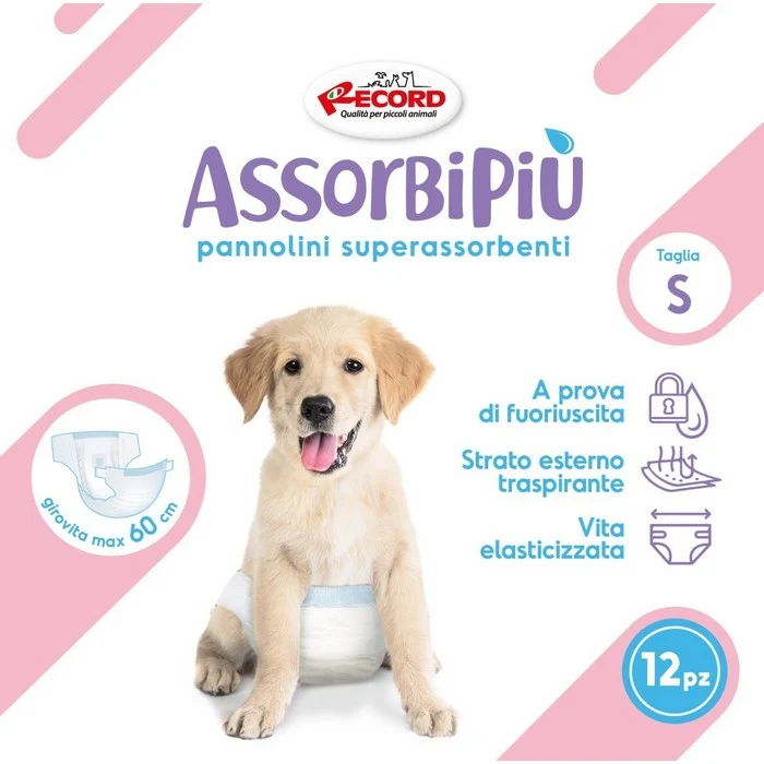Pannolini assorbenti per cani con fascia elastica 12 pezzi - Assorbipiù