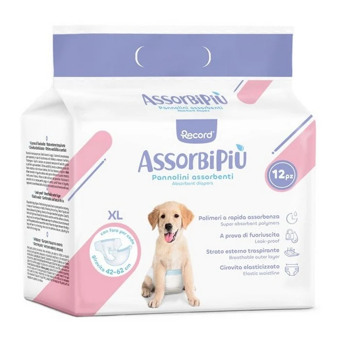 Pannolini assorbenti per cani con fascia elastica 12 pezzi - Assorbipiù