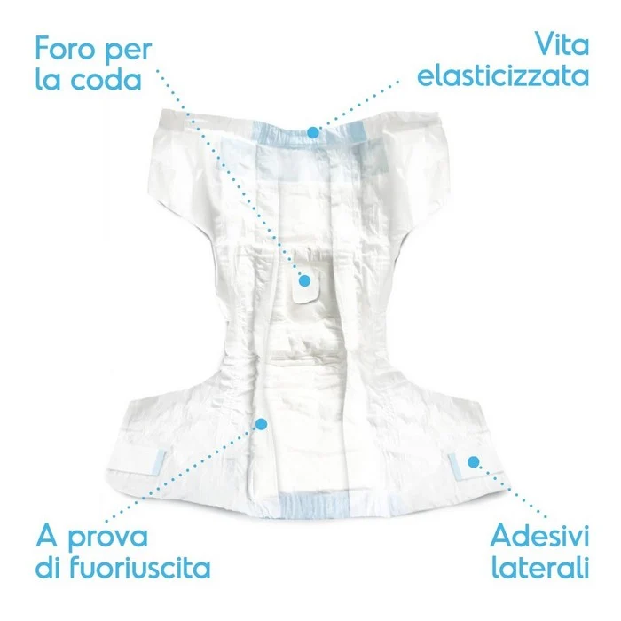 Pannolini assorbenti per cani con fascia elastica 12 pezzi - Assorbipiù