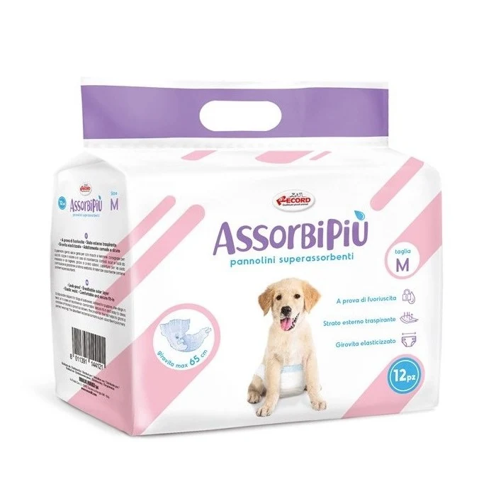 Pannolini assorbenti per cani con fascia elastica 12 pezzi - Assorbipiù