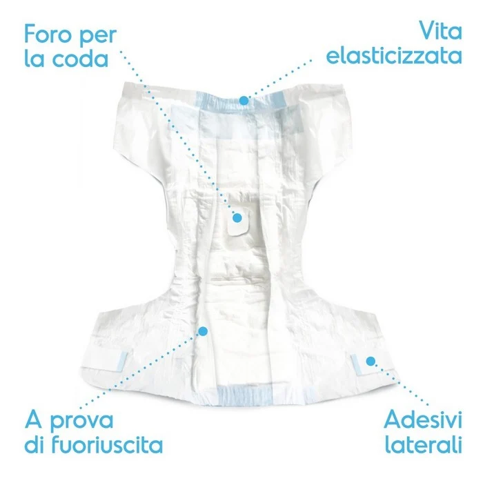 Pannolini assorbenti per cani con fascia elastica 12 pezzi - Assorbipiù