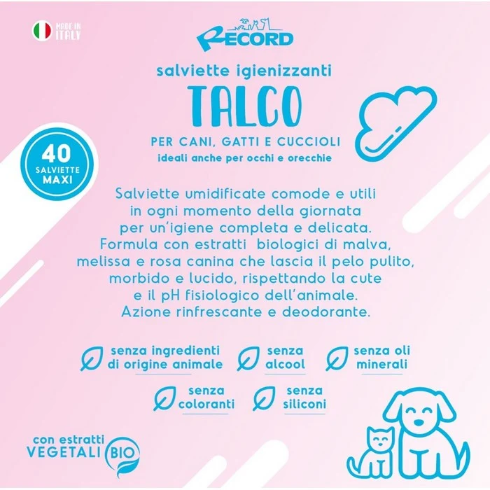 Salviette igienizzanti per cani e gatti 40 pezzi