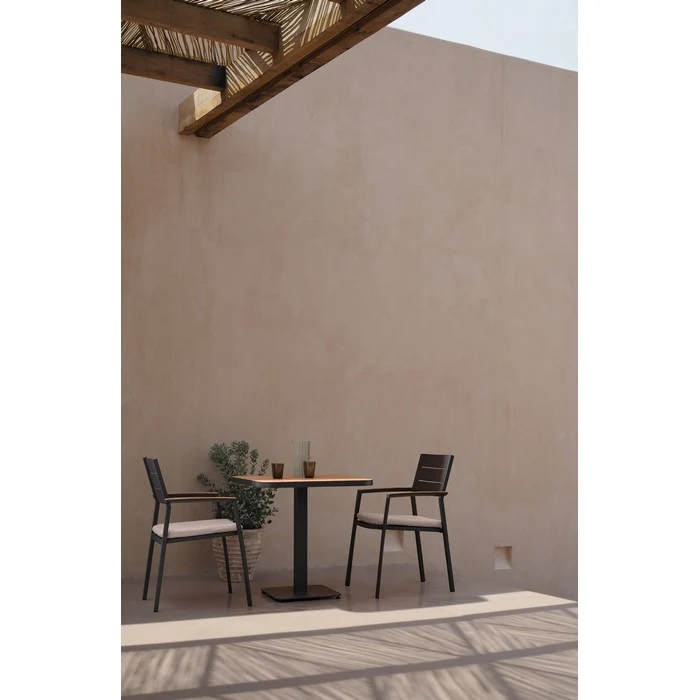 Tavolo quadrato da giardino con doghe effetto legno 75x75 cm - Belmar