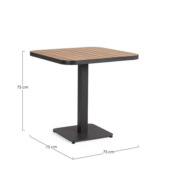 Tavolo quadrato da giardino con doghe effetto legno 75x75 cm - Belmar