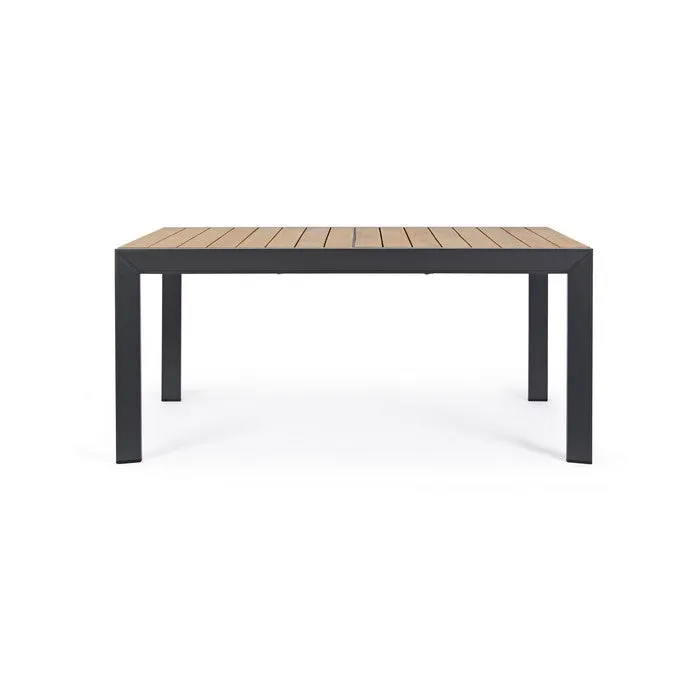 Tavolo allungabile da giardino in alluminio con doghe effetto legno - Belmar