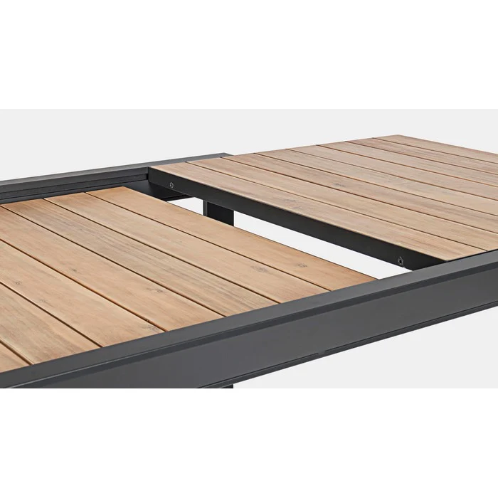 Tavolo allungabile da giardino in alluminio con doghe effetto legno - Belmar