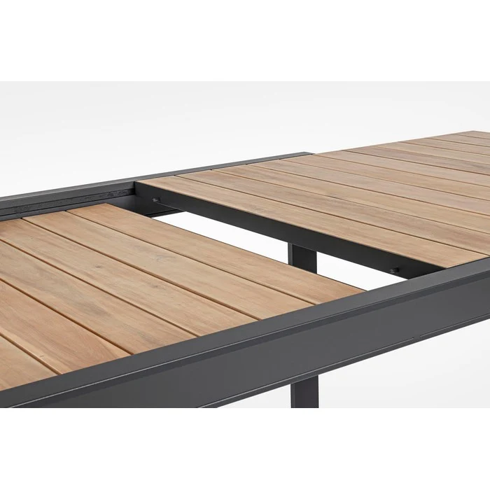 Tavolo allungabile da giardino in alluminio con doghe effetto legno - Belmar