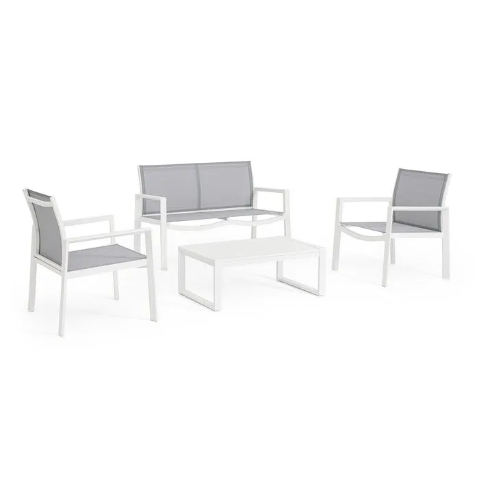 Set da giardino con divano, poltrone e tavolino in alluminio - Kallen