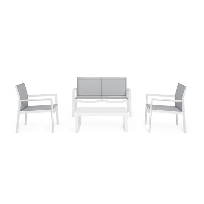 Set da giardino con divano, poltrone e tavolino in alluminio - Kallen