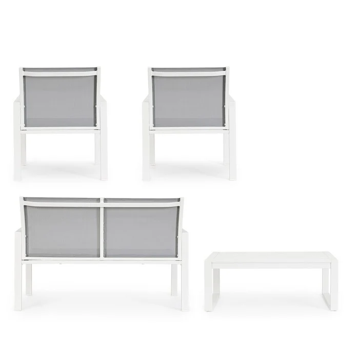 Set da giardino con divano, poltrone e tavolino in alluminio - Kallen