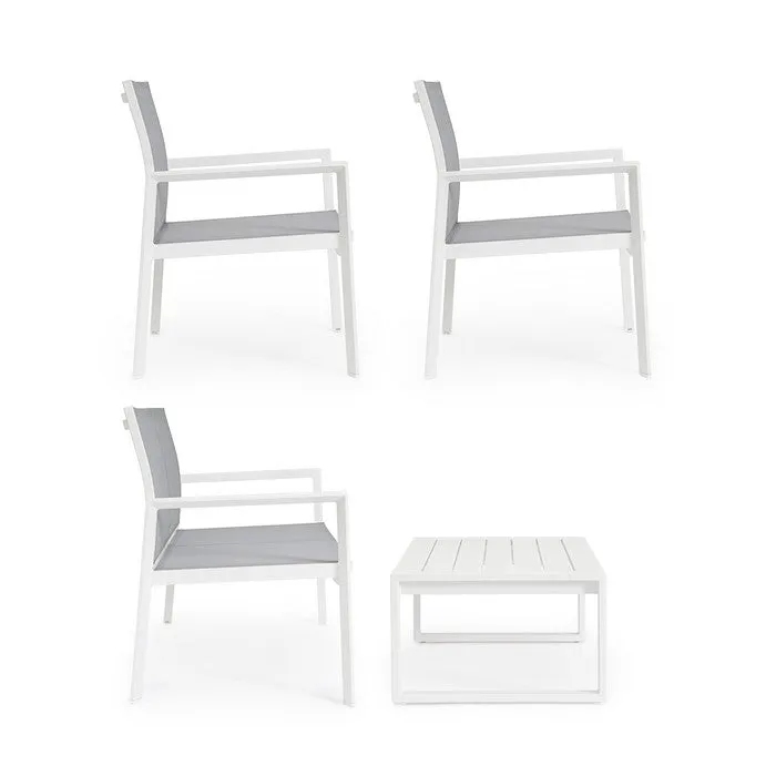 Set da giardino con divano, poltrone e tavolino in alluminio - Kallen