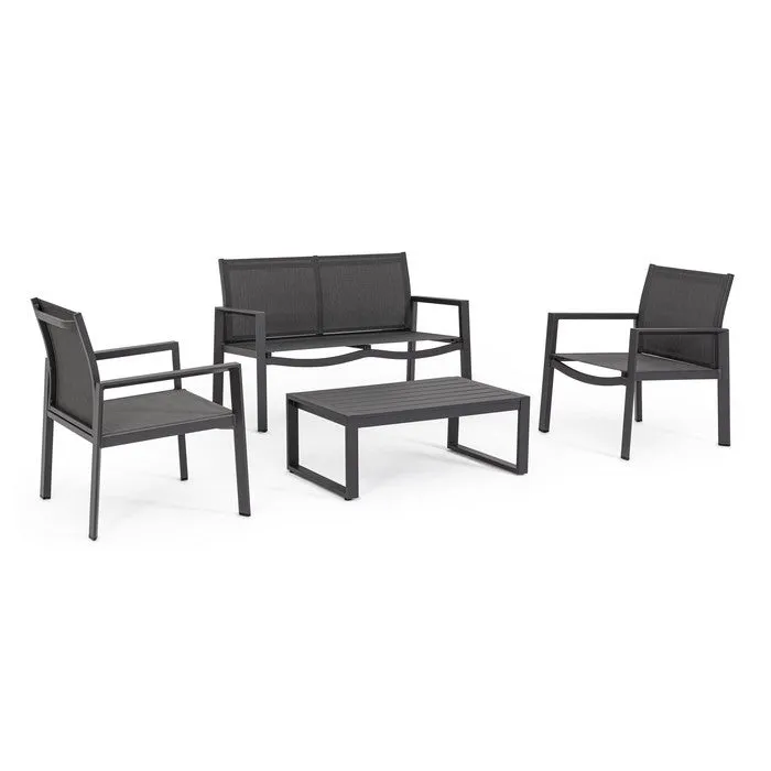 Set da giardino con divano, poltrone e tavolino in alluminio - Kallen