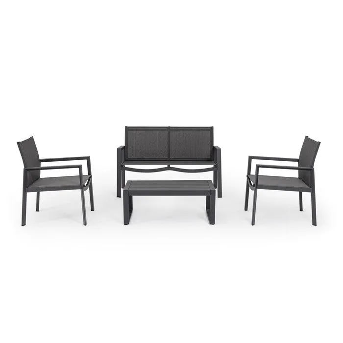 Set da giardino con divano, poltrone e tavolino in alluminio - Kallen